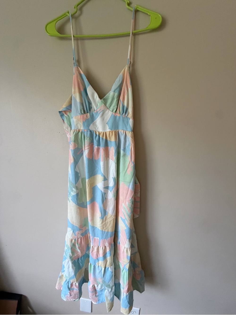 Hello Molly Pastel Abstract Spaghetti Strap Maxi Dress